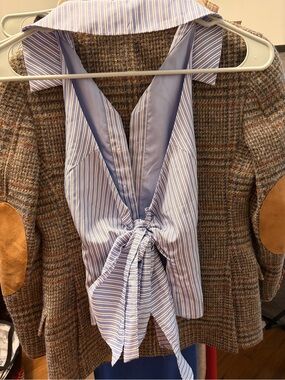 Lulu’s Striped Tie-Neck Blouse in Light Blue - Women Tops